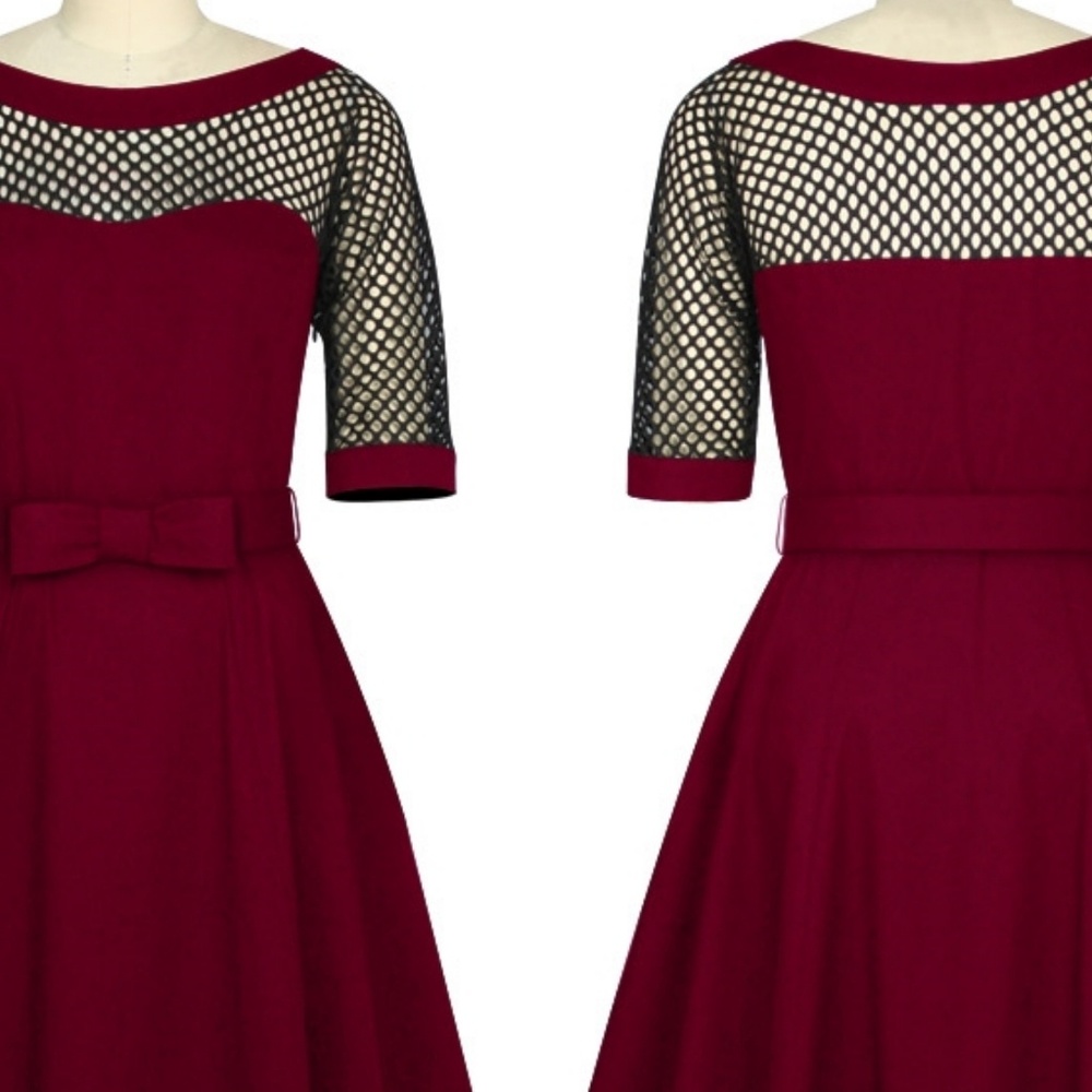 ❤️Plus Size Pin Up Long Sleeve Dress - Picture 5 of 8
